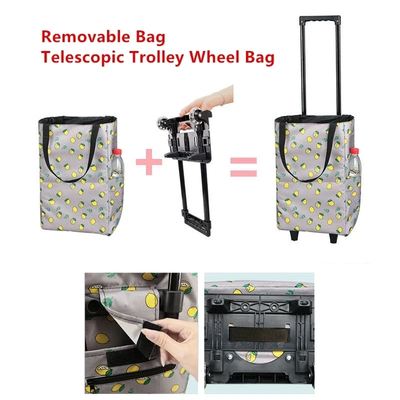 Folding Shopping Bag Women's Big Pull Cart Shopping Bags For Organizer Portable Buy Vegetables Trolley Bags On Wheels The Market images - 6