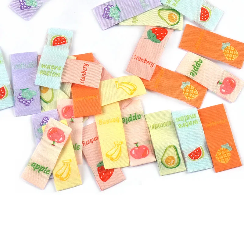 50 шт. прямоугольные этикетки с фруктами 40 х15 мм