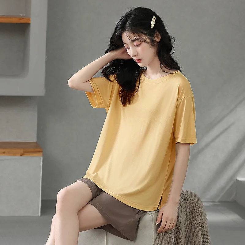 Pajamas Women Summer Short-sleeved Thin Section with Chest Pads Comfortable and High-end Home Suit Can Be Worn Outside Sleepwear