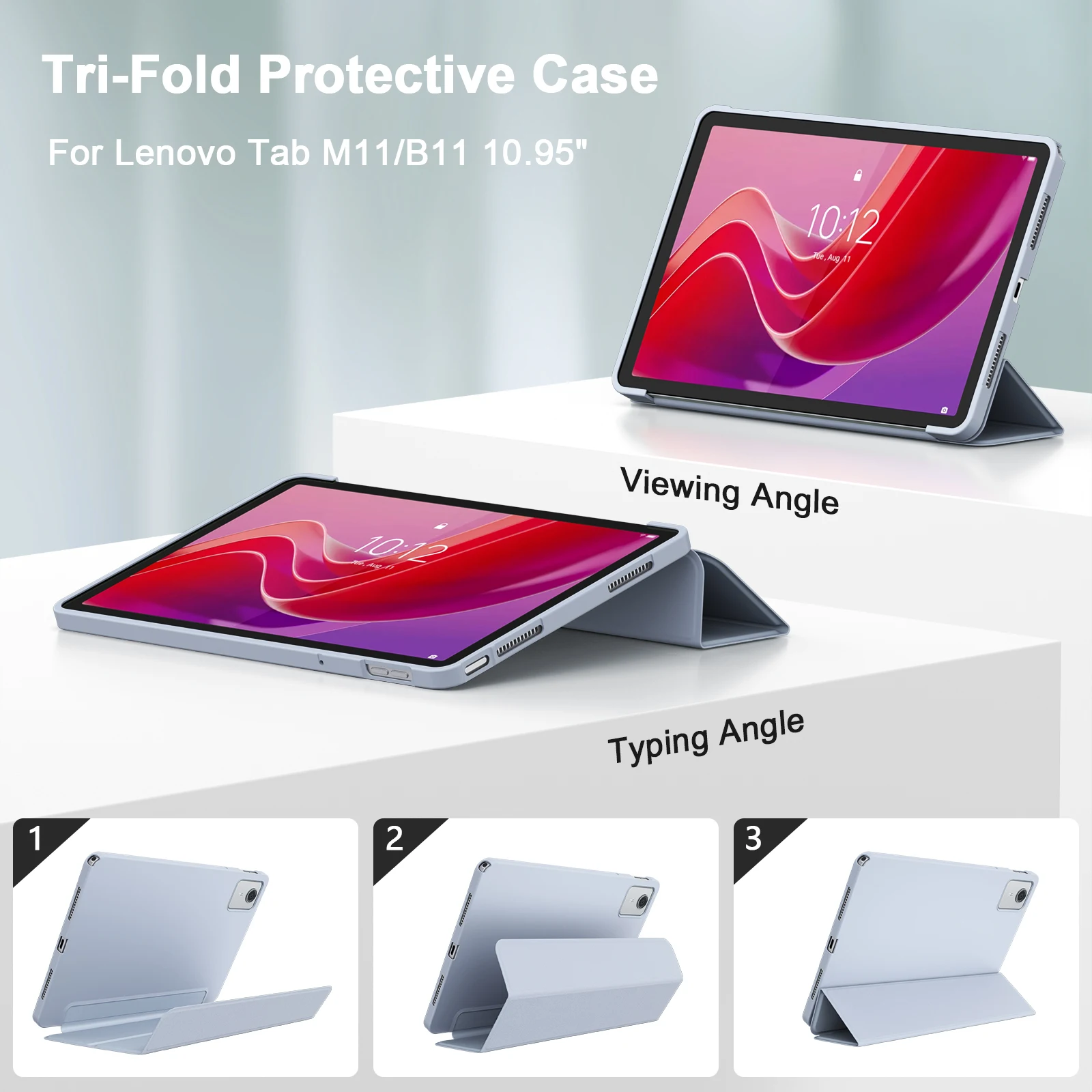 Фото Чехол для смарт-планшета Lenovo Tab M11/B11 10,95 дюйма, мягкий тройной защитный чехол из искусственной кожи для Lenovo Tab M11/B11 10,95 в корпусе №3