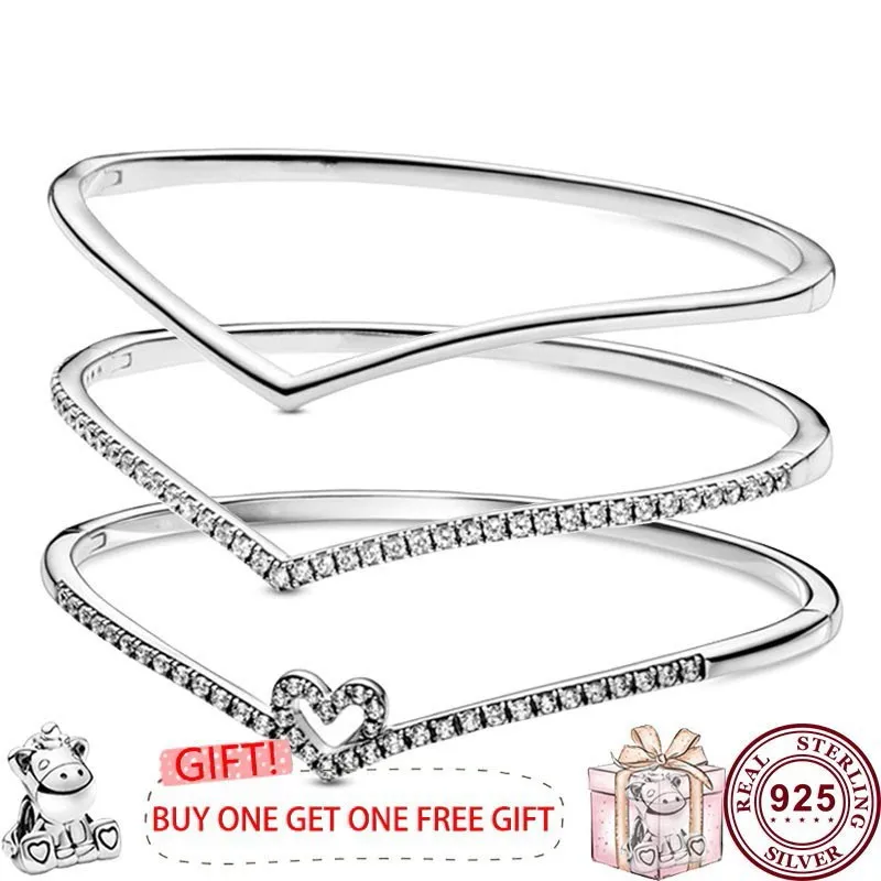 

Hot 925 Silver Delicate Wishbone V-shaped Women's Crown Bracelet Women's Original High-quality Fashion Charm Jewelry