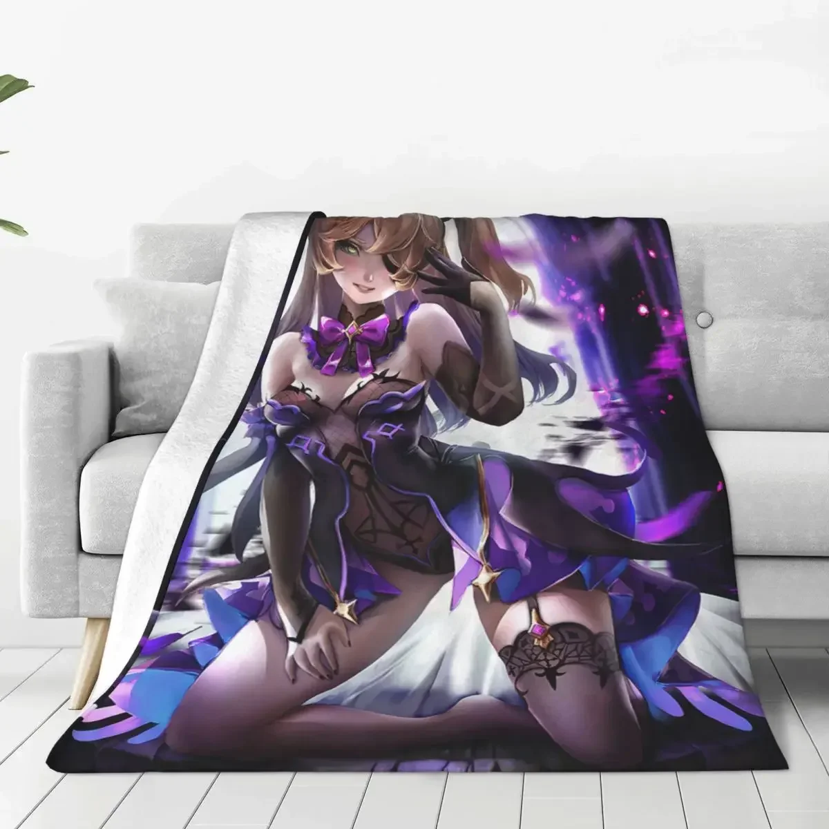 Сексуальное фланелевое одеяло фишл Genshin Impact аниме одеяла для кровати спальни