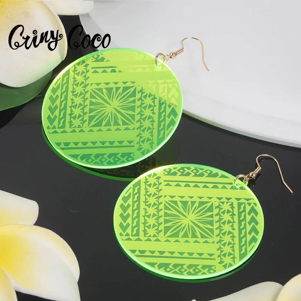 

Cring Coco New Hoop Earrings Hawaiian Tribe Resin Acrylic Big Earring Hoops Round Earrings Summer Beach Jewelry for Women 2023