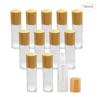 5 12pcs 10ml refillable spray bottle roll on glass bottles for essential oil roller bottles refillable container with bamboo lid
