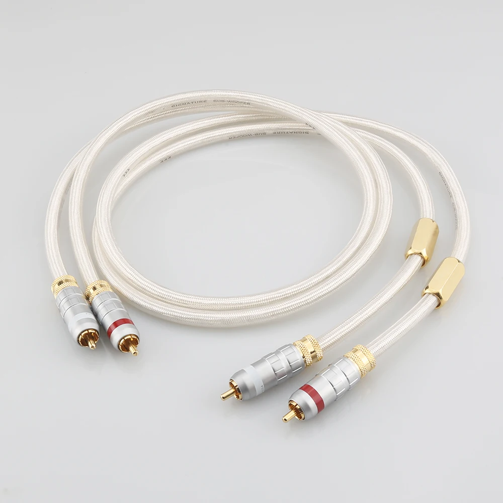 Новая пара Audiocrast A26, подпись 6N OCC, медный посеребренный Hifi RCA аудиокабель с позолоченным 24k разъемом RCA
