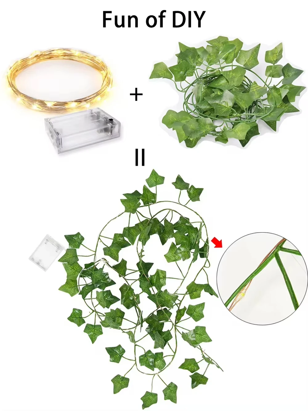 Цветок Зеленый Лист Гирлянды На Батарейках Искусственная Лоза Рождественская