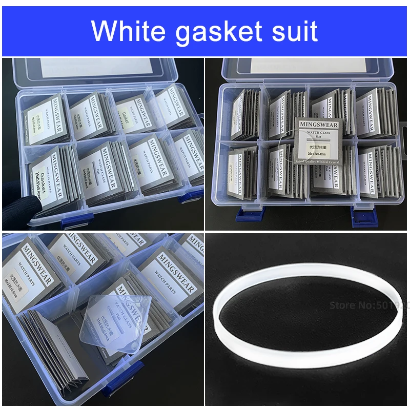 [total 49pcs] White  Gasket For Front Glass 16-40mm Dia High 1.7 Thick 0.4mm Watch Gasket Parts  Free Shipping