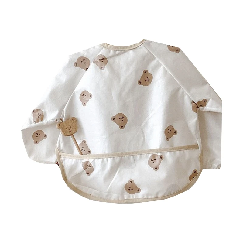 

Cartoon Printed Waterproof Baby Bibs Food Pocket Baby Long Sleeve Smock Apron