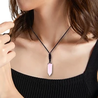 natural pink crystal pendant polished crystal jewelry stone necklace irregular crystals and healing stones moonstone