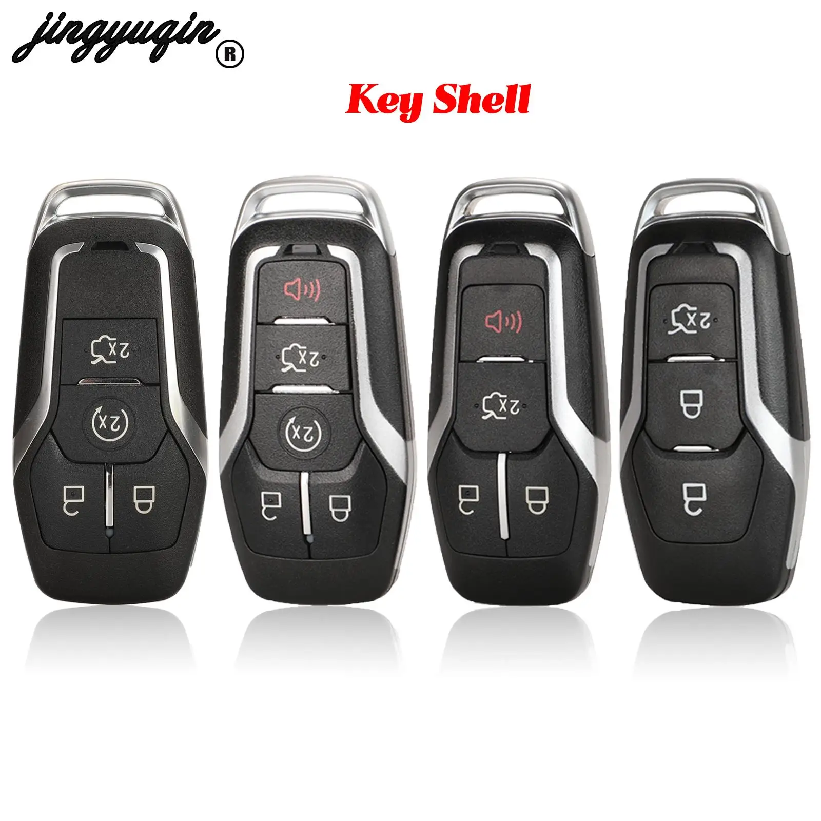 

jingyuqin 3/4/5 Buttons Smart Remote Key Case For Ford Mustang Edge Explorer Fusion Mondeo Kuka Car Key Shell Fob Uncut Blade