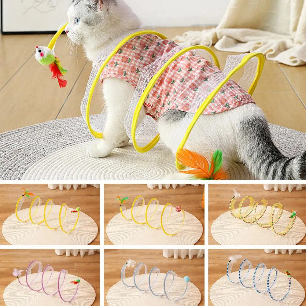 

Dr.DC Cat Tunnel For Indoor Cats Collapsible Toy Coil Colorful Springs Cat Pet Crinkle Tunnels For Indoor Pet Suppli S8J3