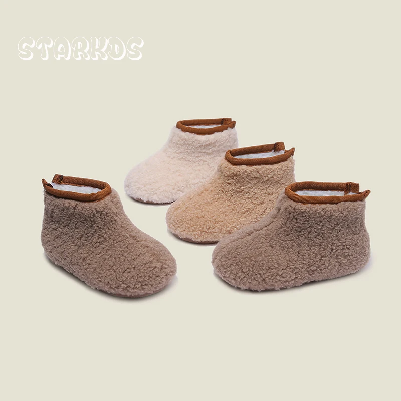 Toddler Child Winter Lambswool Shearing Boots   Boys Brand Design Polar Fleece Ankle Booties Baby Girls Warm Snow Shoes