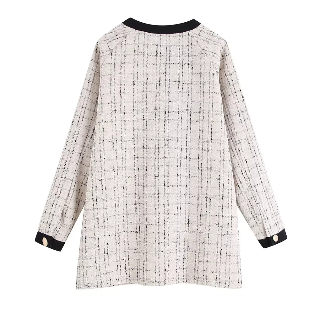 

Женская твидовая куртка на пуговицах, винтажная куртка с карманами и длинным рукавом, верхняя одежда в стиле шик, новинка 2021