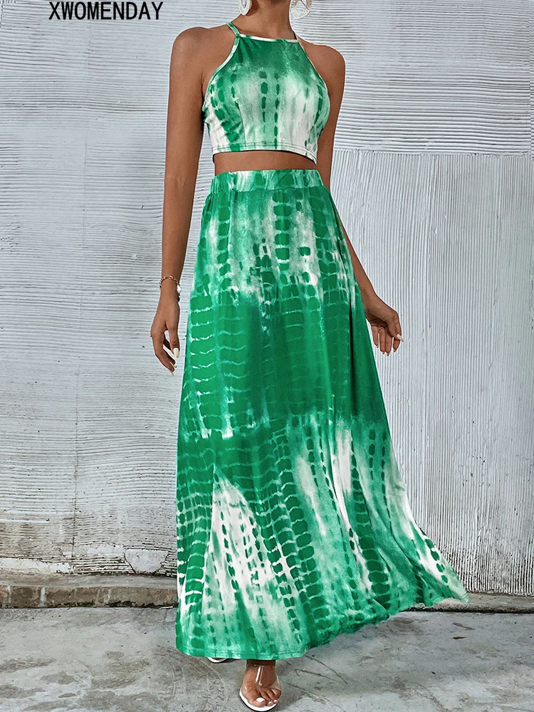 

костюм летний женские,юбка с высокой талией женская,пляжное Костюмы с юбкой,комплект юбка длинная и топ,одежда женская модная2022,кроп топ с о...