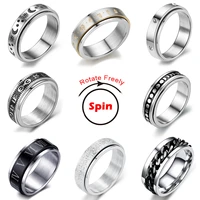spinning spinner ring for men women anxiety fidget rings stainless steel moon star roman numerals chain rotating ring