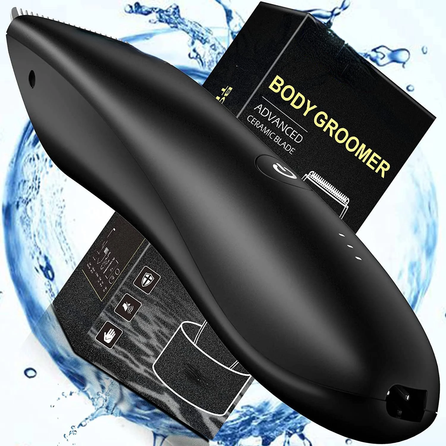 Electric Pubic Hair Trimmer for Men-Ergonomic Body Groomer Razor Groin Back Chest Armpit Shaver,Waterproof Wet Dry Use Clipper