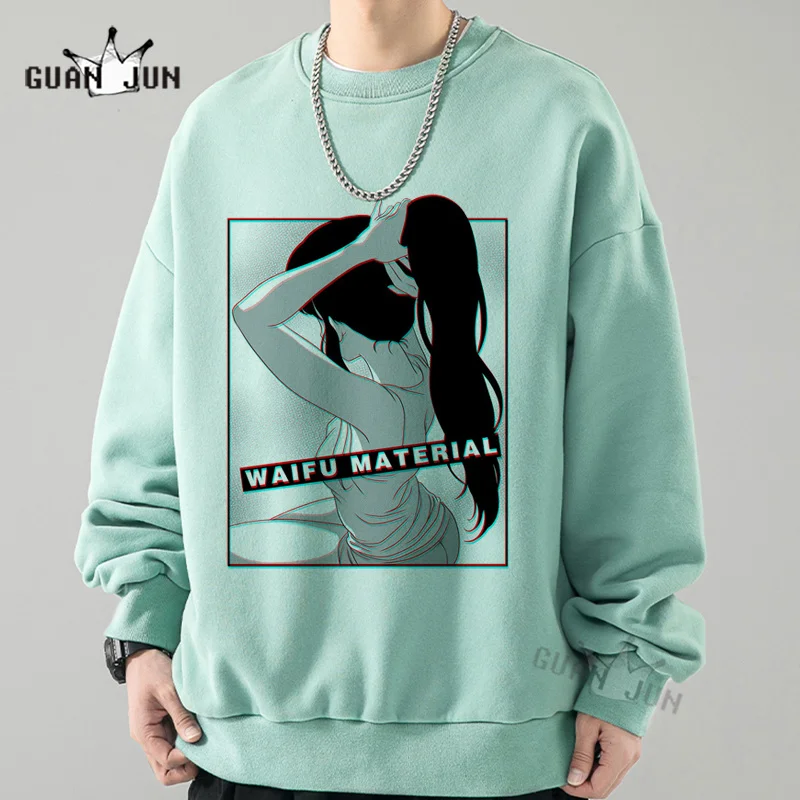 

Hentai Anime Girl Print Graphic Hoodies for Adult Hentai Sweatshirt Men Women Waifu Material Long Sleeve Pullover Top Streetwear