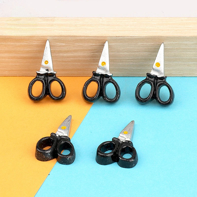 

10 шт. милые миниатюрные полимерные самодельные плоские черные ножницы Скрапбукинг Миниатюрные аксессуары для кукольного домика