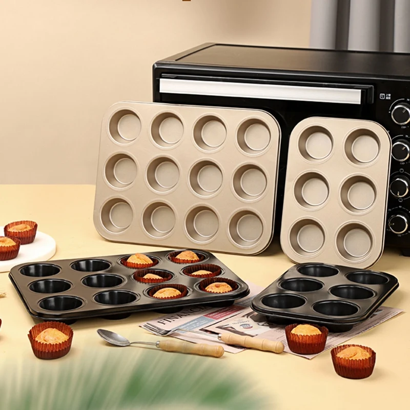 

Кухонная форма для выпечки торта, 6/12 отверстий, антипригарная мини-форма для маффинов, печенья, использованная форма для кексов, хлеба, торт...