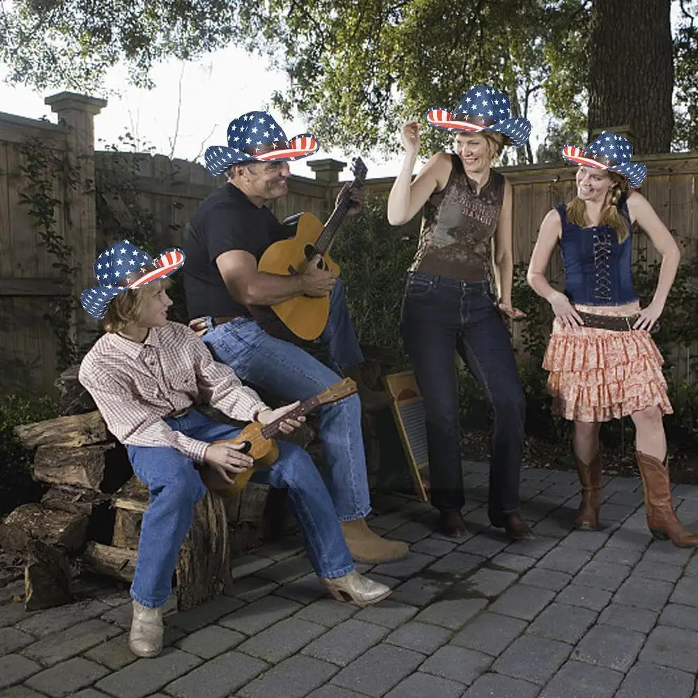 

Шляпа с американским флагом для празднования Дня независимости, декоративная шапка для взрослых в полоску со звездами, в западном стиле, ун...