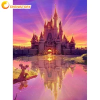 chenistory coloring by number castle diy crafts drawing on canvas picture by number acrylic handpainted home decoration gift