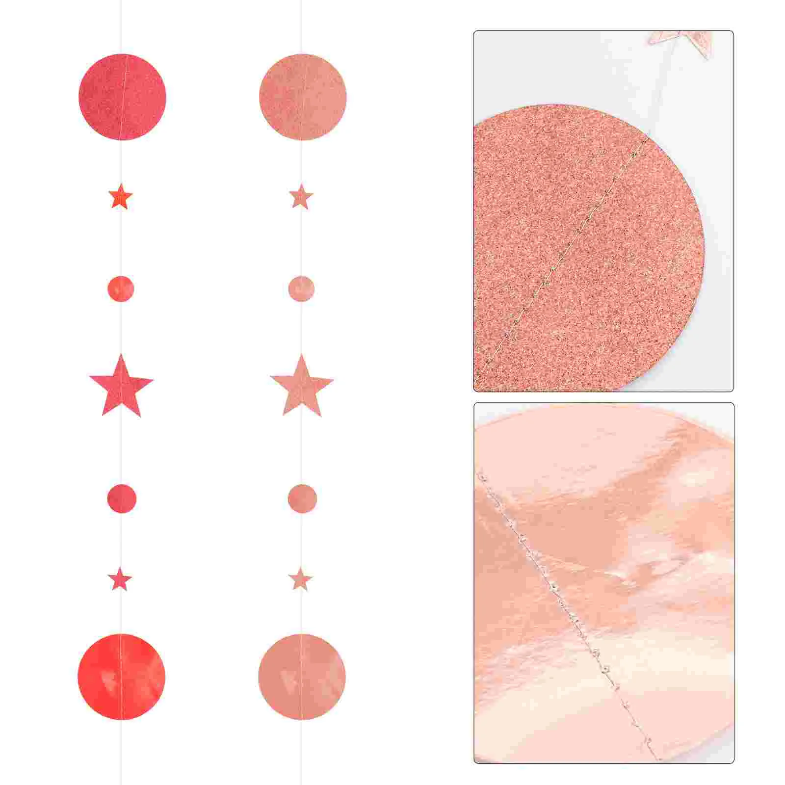 

2PCS Christmas Star Round Pieces Banners Paper String Pendant Party Decor Layout