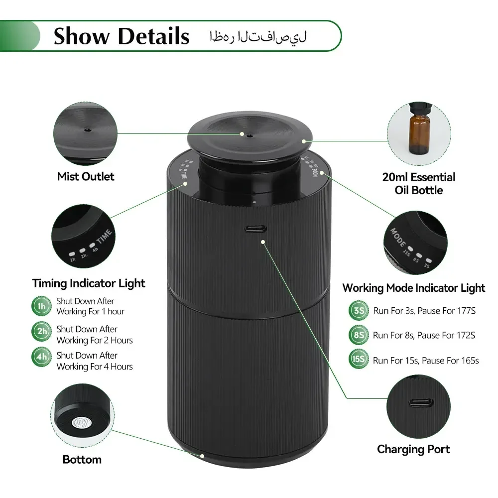 Диффузор для ароматерапии премиум-класса Namaste зарядка через USB материал из