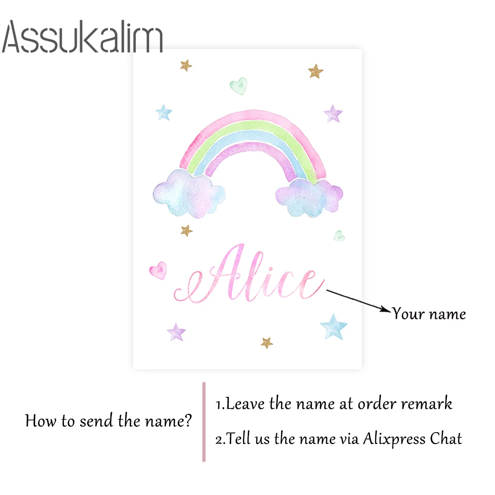 Настенные плакаты с изображением радуги единорога Картина на холсте для детской