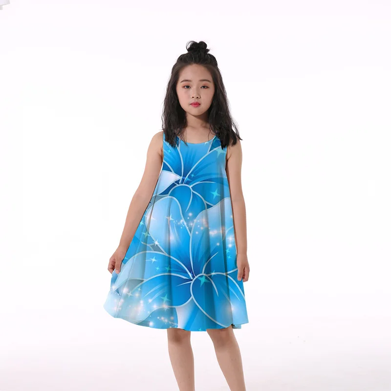

Fashion Girl Dress New Children's Clothing 2022 Summer New Beach Casual 3D Flower Cartoon Pattern Girl Dress 4-14 Years Old