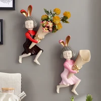 wall vase decoration home d%c3%a9cor rabbit girl statue wall d%c3%a9cor with flower vase room d%c3%a9cor vase wall planter
