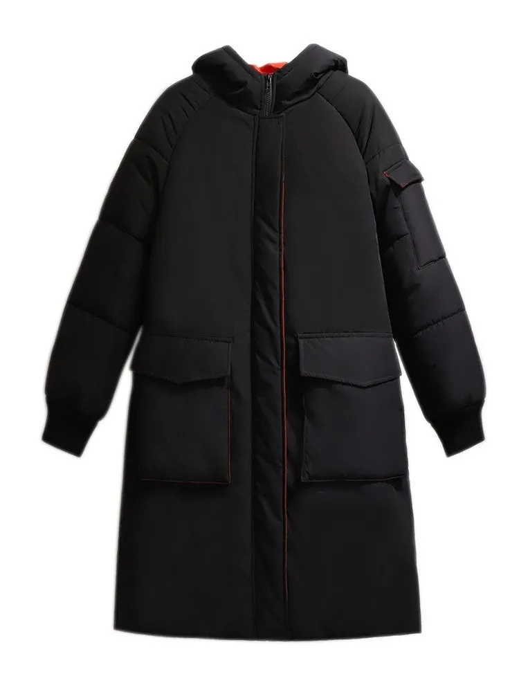 Plus Size 2xl 3xl 4xl 5xl 6xl Women Long Loose Thick Padded Coat Femme Wearable Both Sides Winter Padded Hooded Coats For Mujers