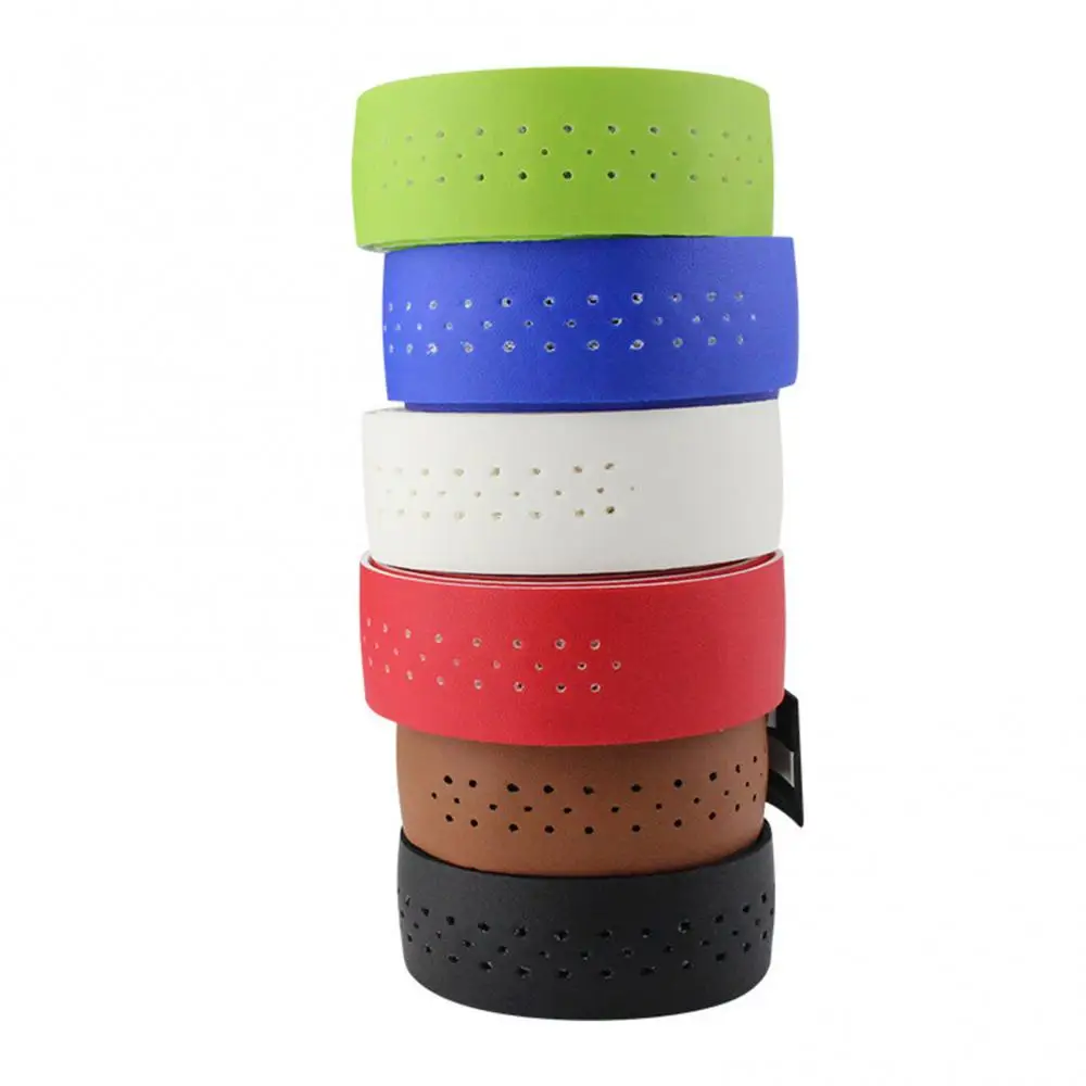 

Faux Leather 2Pcs Bike Strap Handlebar Tapes Perforated Handle Straps Riding Supplies