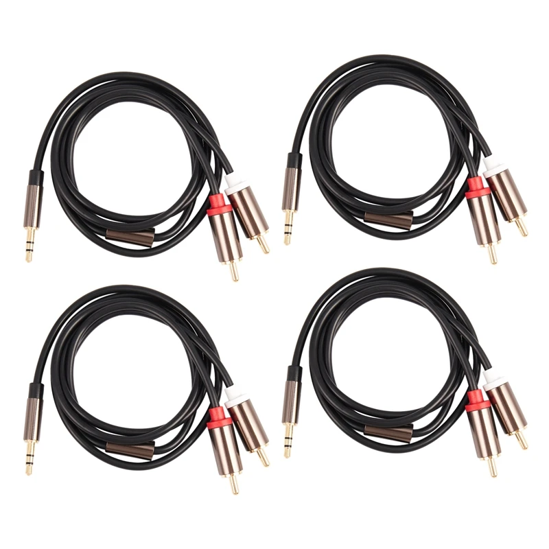 

4X Jack 3.5Mm To 2 RCA Audio Cable AUX Splitter 3.5Mm Stereo Male To Male RCA Adapter 2 Speaker Cable 1M
