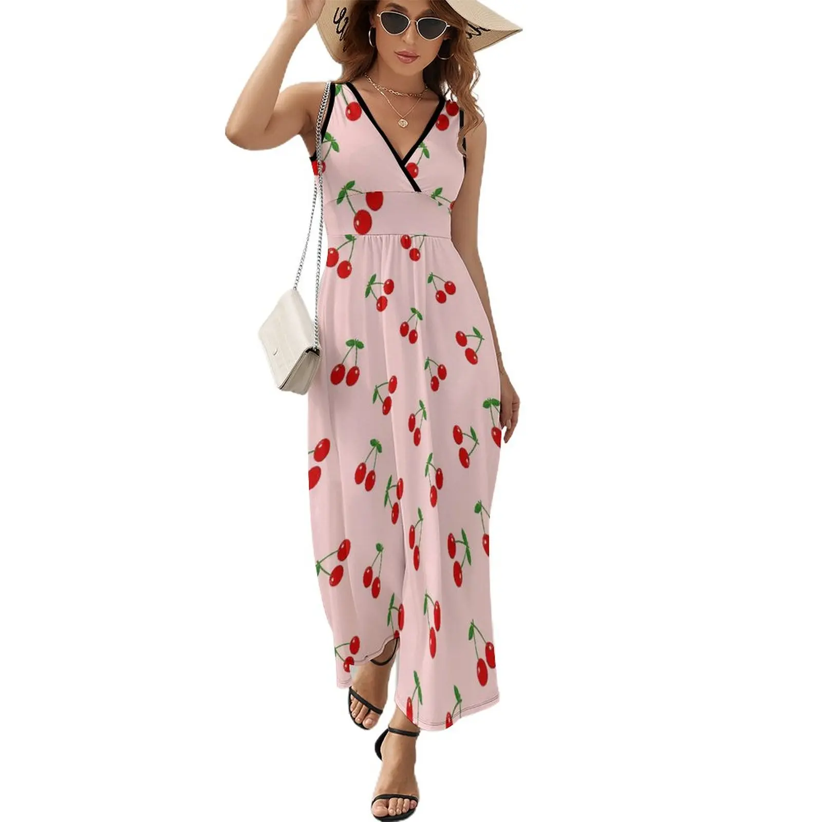 

Cherry Pattern Dress Flower Patterns Going Out Bodycon Sale Teen Fancy One-Piece Dress