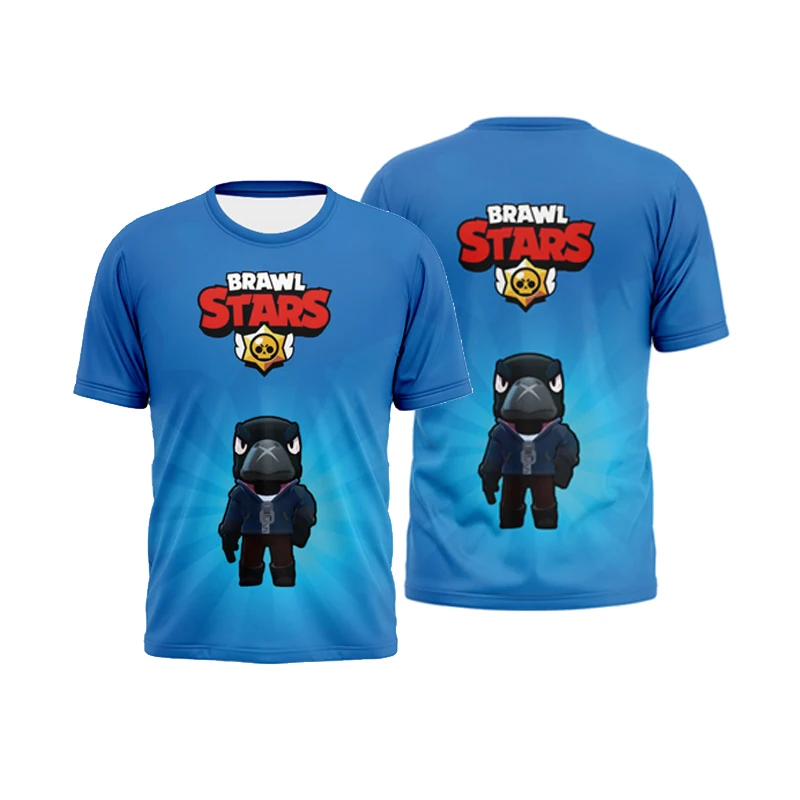 

2021 new men's women's 3D printing fun T-shirt children's shooting games anime carton stars children's parent-child clothing