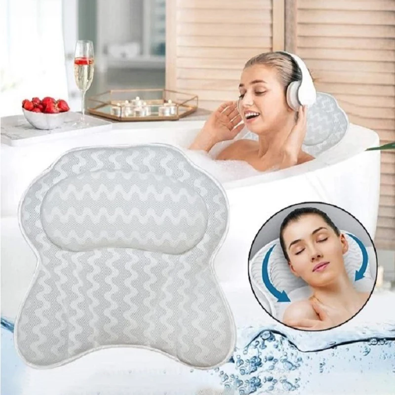 

White Butterfly Bath Pillow Breathable Bathroom Cushion Accersories for Home Bathroom Accessories with Suction Cups