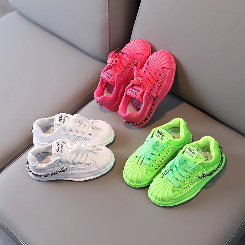 Children's Sneakers Summer Boys and Girls' Mesh Breathable Running Soft Soled Fashion Casual Choes Student Candy Colored Shoes