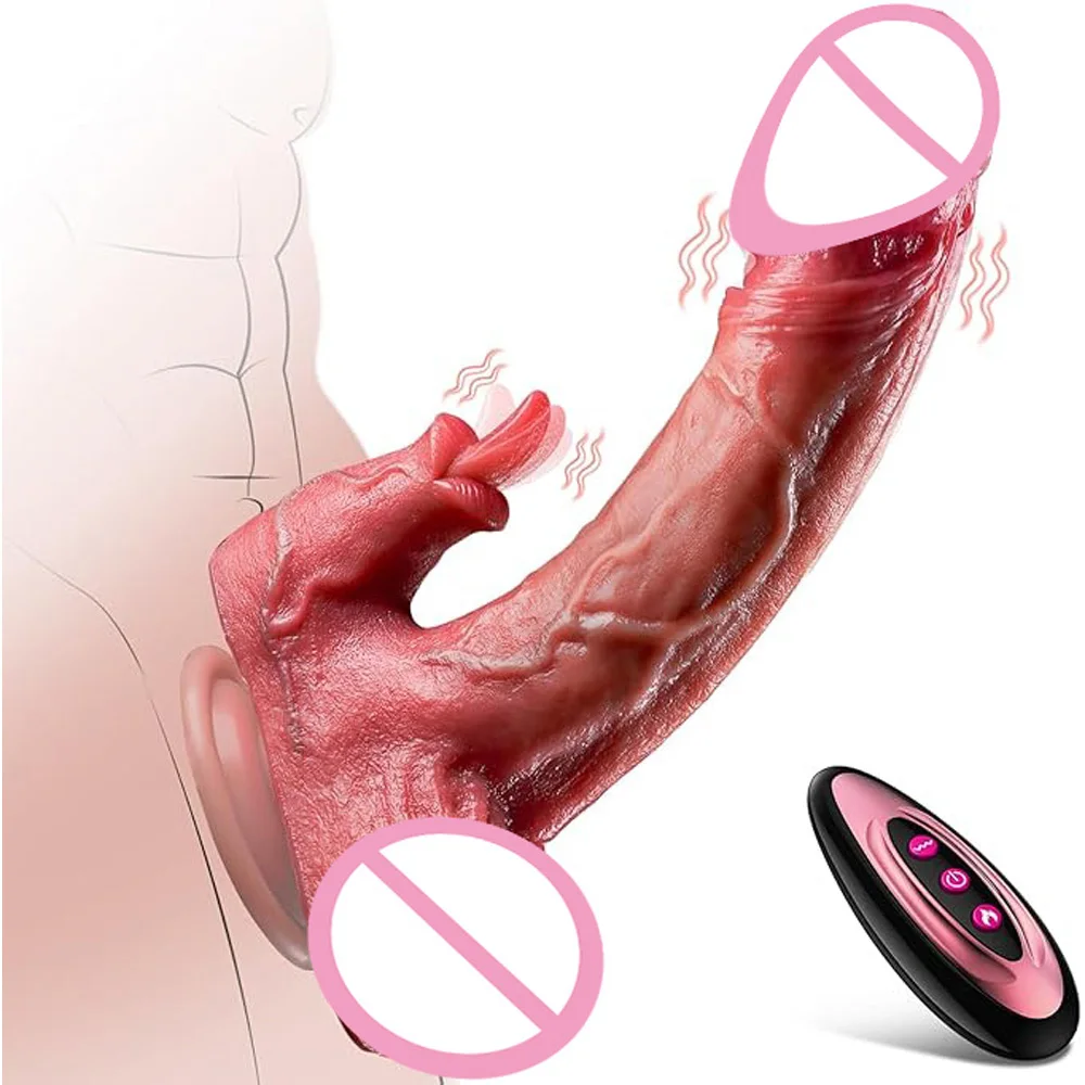 Реалистичный толкающий фаллоимитатор лизающий член вибрирующий пенис для