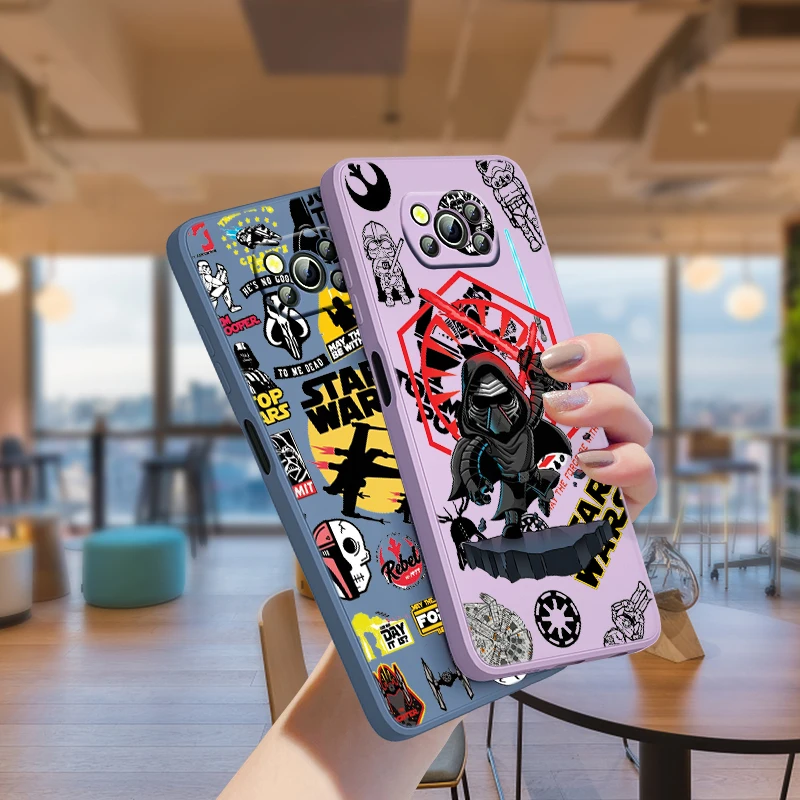 

Cartoon Movie Star Wars Art For Xiaomi Poco X3 NFC F3 GT X2 M3 M2 Redmi 9A Note 10S 10 9 Pro Liquid Silicone TPU Rope Phone Case