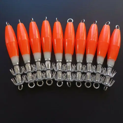 

10X 10CM 14g Squid Jigs Hard Body plastic Body 2 Razor Hooks