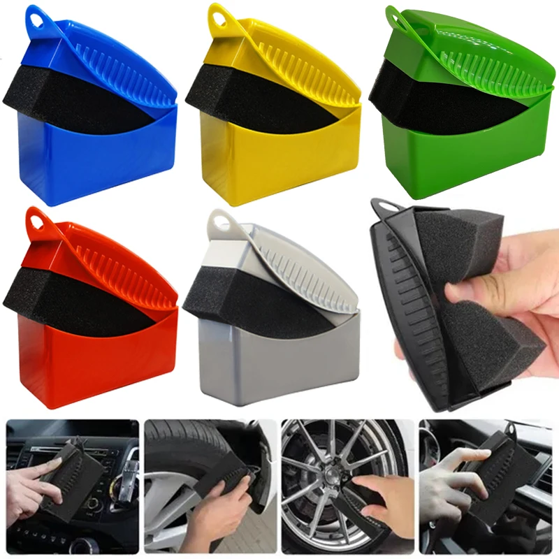 

Car Wheel Polishing Waxing Sponge Brush Water Suction Sponge Pad ABS Cover Wax Polishing Tyre Brushes Car Detailing Accessories