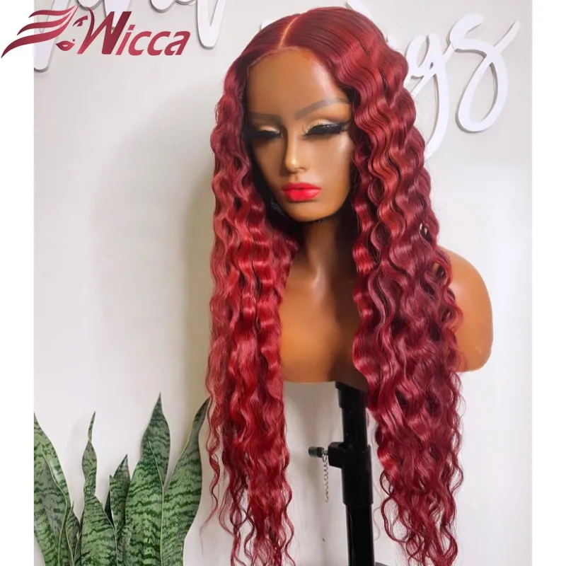 Бордовые вьющиеся парики 13x 4 из человеческих волос на сетке спереди для женщин