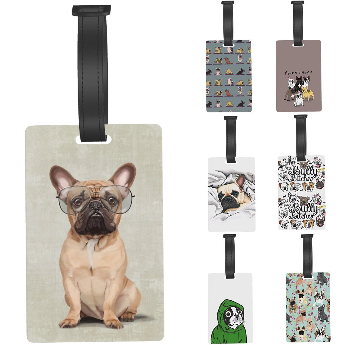 

Luggage Tags French Bulldog Animal Portable Travel Label PVC Cute Baggage Boarding Tag Luggage Travel Suitcase Accessories Tag