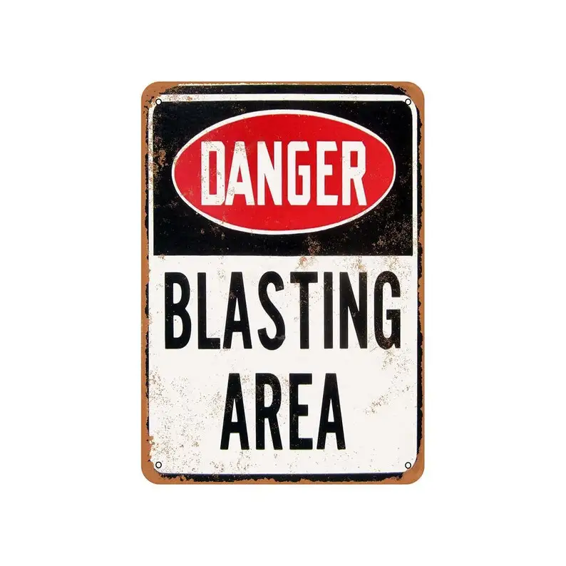 

Custom Wood Appearance Metal Bar SignDanger Blasting Area Vintage Look Metal Sign