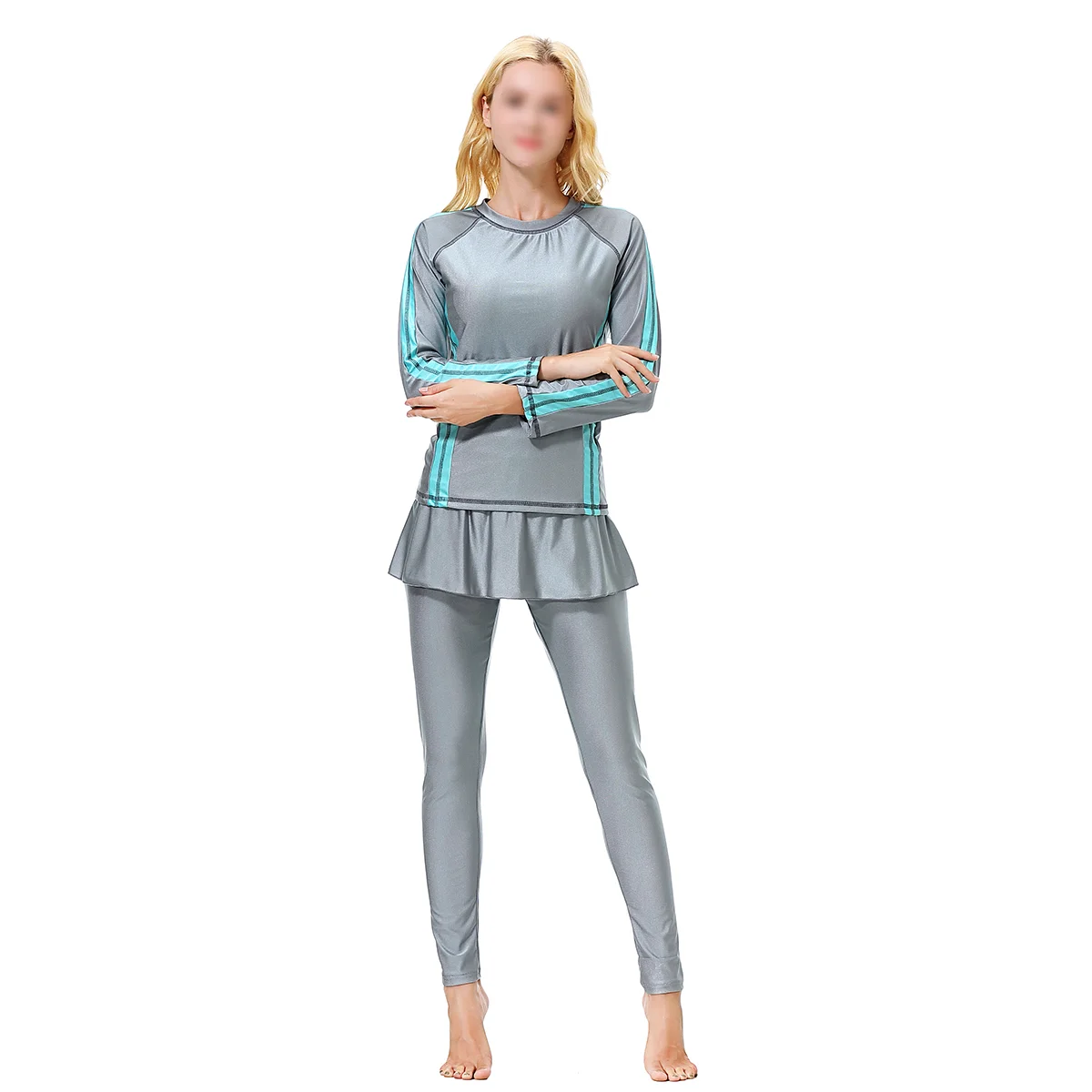 

Traditional Swimming Beachwear Women Swimsuit Conservative Swimwear Coat Pants Kit