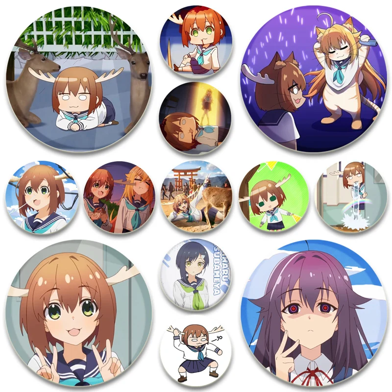 Anime My Deer Friend Nokotan Simple Button Pins Snap in Design Brooches Daily Stylish Ornament Badge Ideal Gifts for Friends