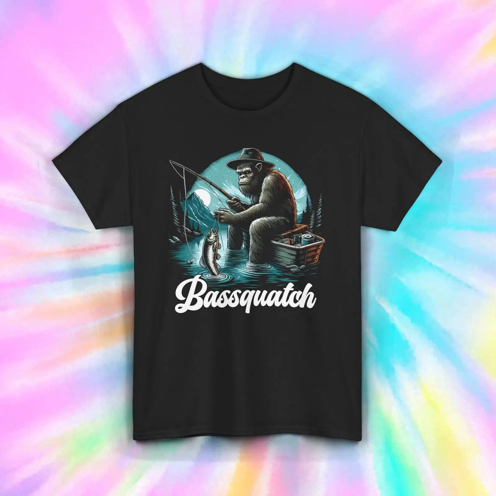 Футболка для рыбалки Bassquatch | Забавный Рыбак Bigfoot Открытый Юмор S-5XL