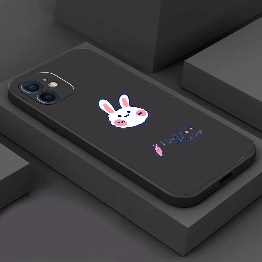 cute cartoon alphabet bunny bear phone case for funda iphone 11 12 13 pro max mini x xr xs se 2020 6 7 8 plus celular black free global shipping