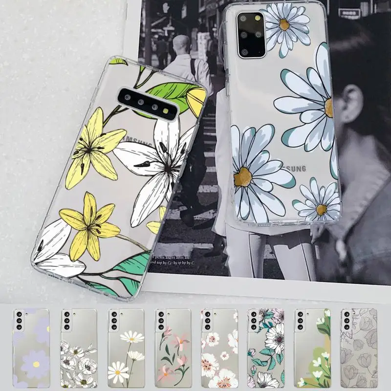 

Art Flower Daisy Phone Case for Samsung A51 A52 A71 A12 for Redmi 7 9 9A for Huawei Honor8X 10i Clear Case
