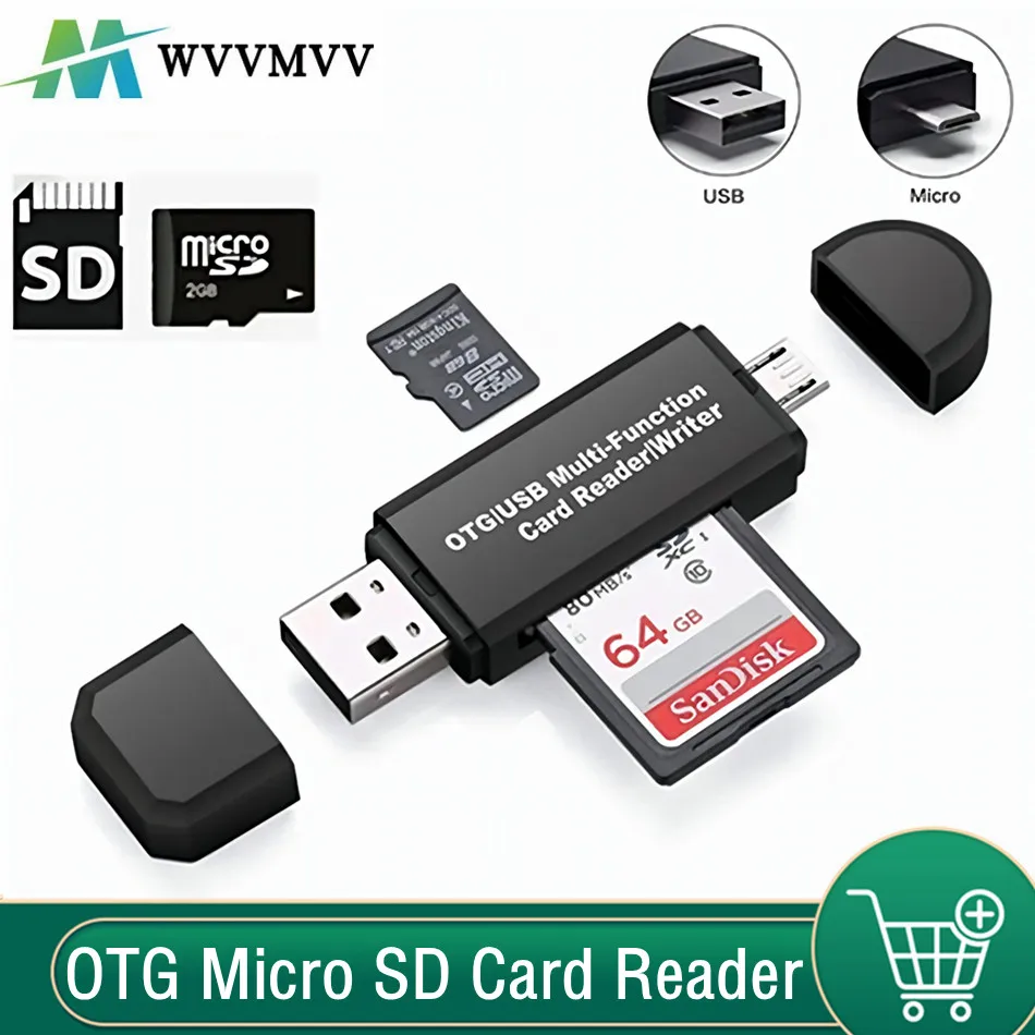 

WvvMvv OTG Micro SD Card Reader USB 2.0 Card Reader 2.0 For USB Micro SD Adapter Flash Drive Smart Memory Card Reader